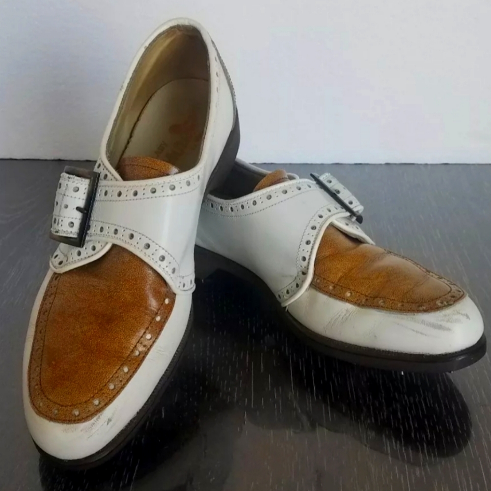 Vintage Lady Mulligans by Weinbrenner Golf Shoes Saddle Leather Union Made Sz 7